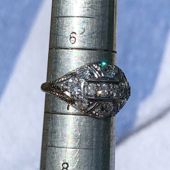 Antique Platinum Art Deco Diamond Ring - Picture 8 of 8